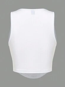 SHEIN Coolane 字母圖案短款背心 - 白色 - 查看 2