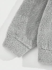 EASEVO Loose Fit Men's Plus Size Patched Hooded Sweatshirt - Grey - View 3