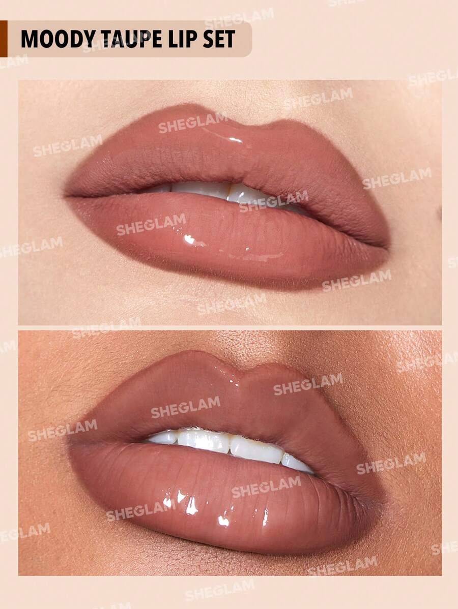 SHEGLAM Soft 90's Glam Lip Liner And Lip Duo SetMoody Taupe Lip Set 3