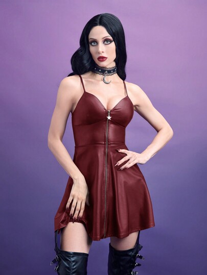 Vestido De Cuello Tipo Cami Con Cremallera Trasera