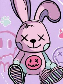 INAWLY 女士卡通印花连帽羊毛运动衫，带抽绳，长袖上衣 - 紫色 - 查看 4