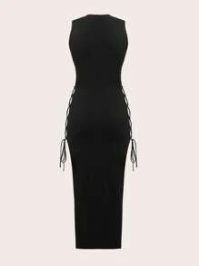 SHEIN ICON 女士毛衣連身裙 - 黑色 - 查看 8