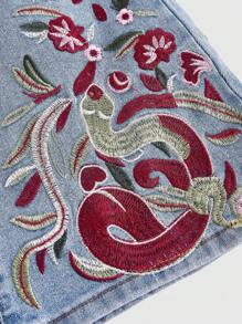 ROMWE Hippie Jeans acampanados con bordado floral para damas, escolar