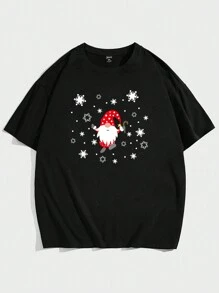 Manfinity Homme Men's Plus Size Christmas Printed T-shirt - Black - View 4