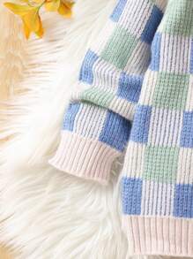 男童格紋圓領休閒毛衣 - 藍色 - 查看 5