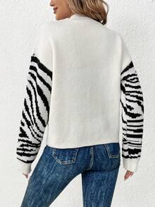 SHEIN LUNE Của phụ nữ Dây kéo Áo len Mở Với Flap túi - Nhiều màu - Xem 2