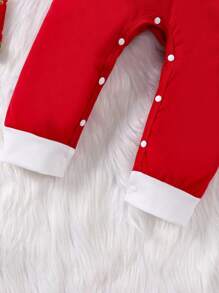 Đứa bé trai Đồ họa Chữ cái Viền tương phản Áo liền quần & Mũ - Nhiều màu - Xem 3