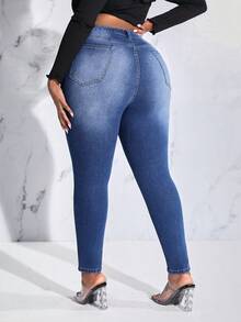 SHEIN SXY Jeans De Gran Tamaño - Azul lavado medio - Ver 2