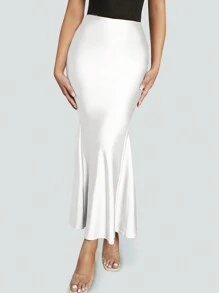 SHEIN SXY Mermaid Tail Hem Skirt For Women - White - View 1