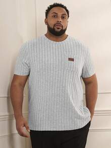 GENTILAND Men's Plus Size Knitted Casual Short Sleeve T-shirt - Grey - View 5