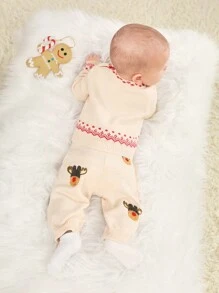 SHEIN 2入組寶寶男孩耶誕圖案套衫套裝(上下裝) - 彩色 - 查看 2