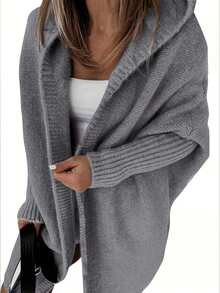 Autumn And Winter Women's Loose Hooded Cardigan Casual - Light Grey - View 3