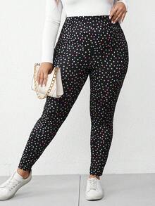 SHEIN LUNE Women's Plus Size Colorful Polka Dot Printed Leggings For Base Layer - Multicolor - View 3