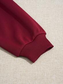 SHEIN Qutie Christmas Print Drop Shoulder Sweatshirt - Burgundy - View 4