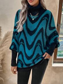 EMERY ROSE Của phụ nữ Mô hình sóng Cổ cao Áo len - Nhiều màu - Xem 1