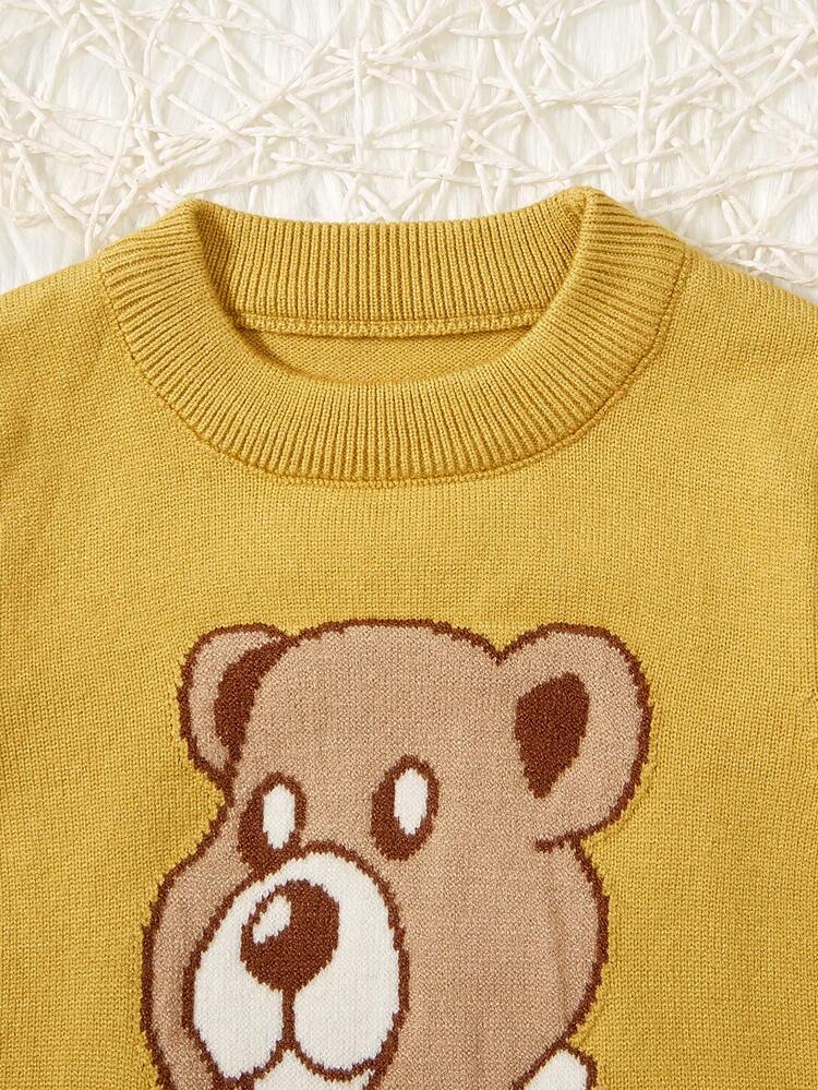 Baby Boys' Cartoon Bear & Letter Pattern Sweater