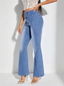 Breezaya Frauen Hohe Taille Jeans Aus Denim