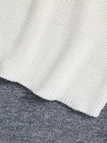 SHEIN Tween Girl Cable Knit Drop Shoulder Mesh Ruffle Trim Sweater & Knit Skirt - Beige - View 8