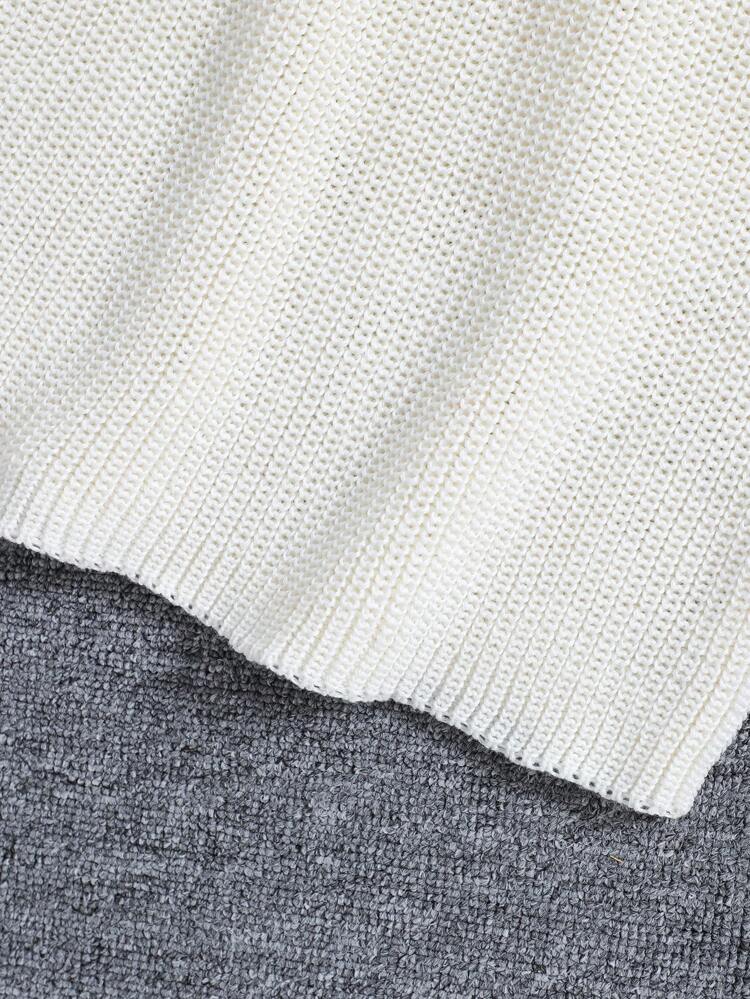 Tween Girl Cable Knit Drop Shoulder Mesh Ruffle Trim Sweater & Knit Skirt