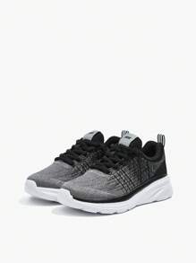 Zapatos deportivos casuales, elegantes, cómodos, transpirables, de punto, ligeros - Negro - Ver 6