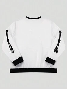 ROMWE MEN Goth Nam Khẩu hiệu & Hình ảnh Áo chui đầu - Đen và trắng - Xem 2