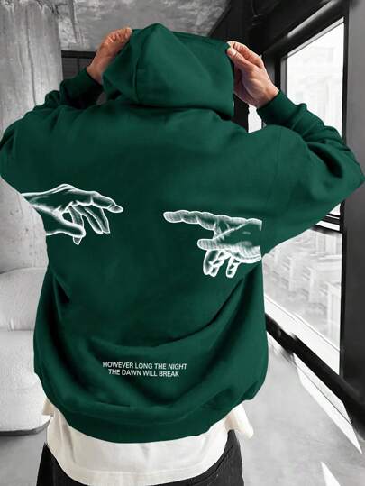 Manfinity EMRG Sweat-shirt à capuche à manches longues pour hommes avec motif de doigts, pour l'automne et l'hiver