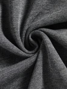 SHEIN EZwear Áo hoodie có dây rút lót nhiệt dành cho nữ - Màu xám đen - Xem 4