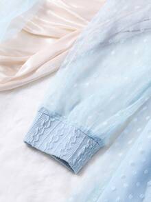 Thiếu niên Cô gái Đan Dệt hoa Chấm bi Lưới Đầm - Màu xanh lam - Xem 6