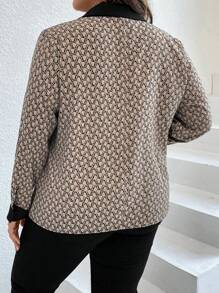 SHEIN Clasi 大碼滿版印花拼接邊襯衫 - 杏色 - 查看 3