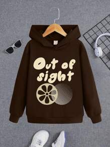 Tween Boy Lemon & Slogan Graphic Sweatshirt - Coffee Brown - View 1