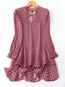 SHEIN LUNE Plus Size Full Printed Strappy Dress - Multicolor - View 1