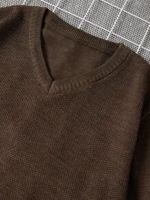 RueChic 男士v領毛衣 - 卡其色 - 查看 4