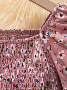 SHEIN 少女長袖花卉連衣裙，淑女文靜 - 彩色 - 查看 3