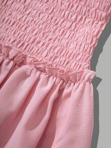 SHEIN Unity Của phụ nữ Xếp li Xù Hoa Sen Đầm - Hồng - Xem 7