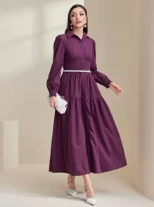 Modelyn Rochie de damă cu mâneci bufante, cu nasturi în față