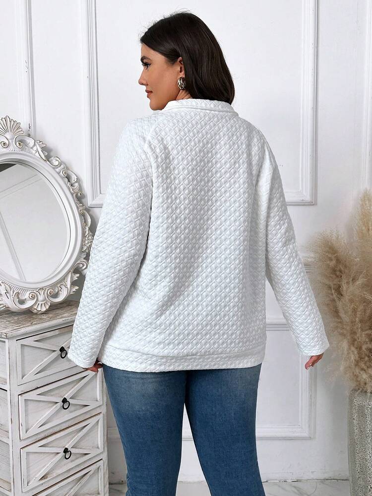 Women's Plus Size Textured Fabric Sweatshirt With Pockets Pullover Fall Sweatshirt