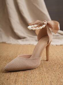 2025 New Sexy Fashion Versatile Super High Heel Stilettos Pearl Embellished High Heel Women Pumps