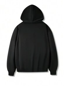 Manfinity Homme Nam Thả vai áo có mũ Lông cừu Áo nỉ - màu đen - Xem 2