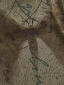 ROMWE Fairycore 字母印花不對稱下擺細肩帶洋裝 - 鏽棕色 - 查看 7