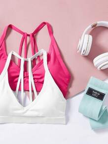 Easithlete 2pcs Women's Back Support Multiple Strap Sports Bra - Multicolor - View 5