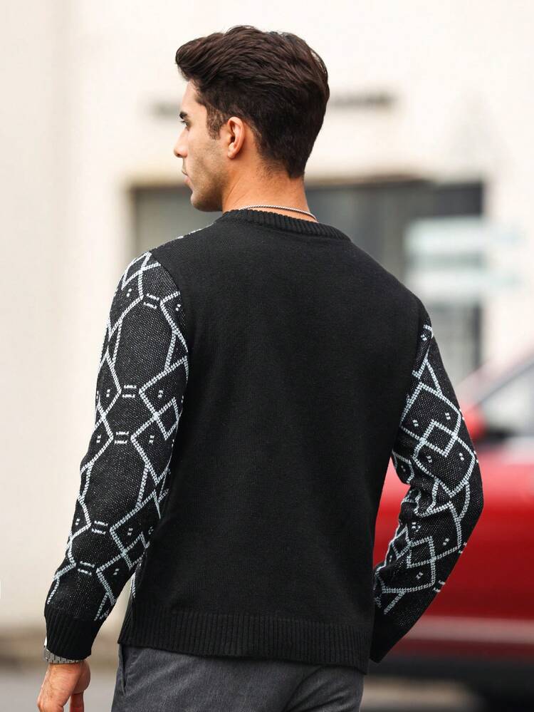 Men's Geometric Pattern Pullover Sweater