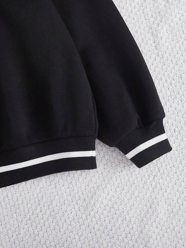 Teen Girls' Casual Round Neck Sweatshirt With Letter Print