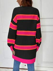 SHEIN Essnce Striped And Color-blocked Cardigan - Multicolor - View 2