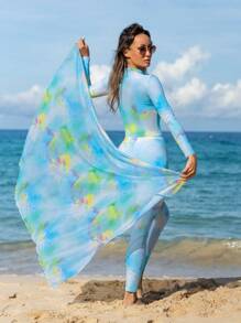 Swim Shayni Summer Beach Ladies' One Piece Tie Dye Swimsuit Arabic Clothing