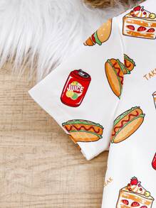 SHEIN Toddler Girls' Casual Street-style Knitted Short Sleeve T-shirt And Leggings Set