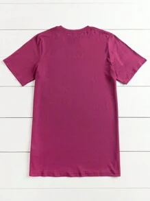 Inoviana Plus Size Women Slogan Printed T-Shirt, JESUS IS MY GOD MY KING MY LORD MY SAVIOR MY HEALER MY REFUGE MY PROVIDER MY STRENGTH MY DEFENDER MY PROTECTOR MY PEACE, MY JOY MY LIFE, MY ALL MY EVERYTHING Graphic Tee, Summer Top - Red Violet - View 2