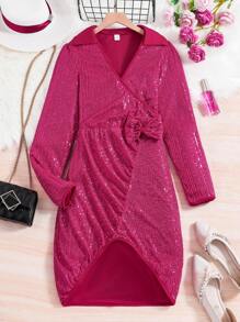 Teenage Girls' Sequined Glamorous Party & Gathering Wear Dress