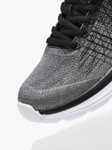 Zapatos deportivos casuales, elegantes, cómodos, transpirables, de punto, ligeros - Negro - Ver 4