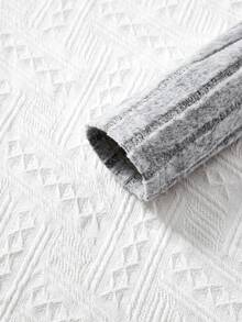 Cô gái Ấm áp Mùa Đông Giải trí Đơn sắc Dệt kim Áo len Mở Với Dây đeo Đầm - Xám - Xem 5