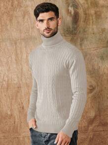 RueChic Men's Turtleneck Sweater - Apricot - View 5